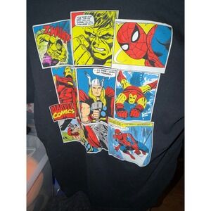 Marvel Comics Graphic Tee Mens Large Black Avengers Comic Panel Print Excellent